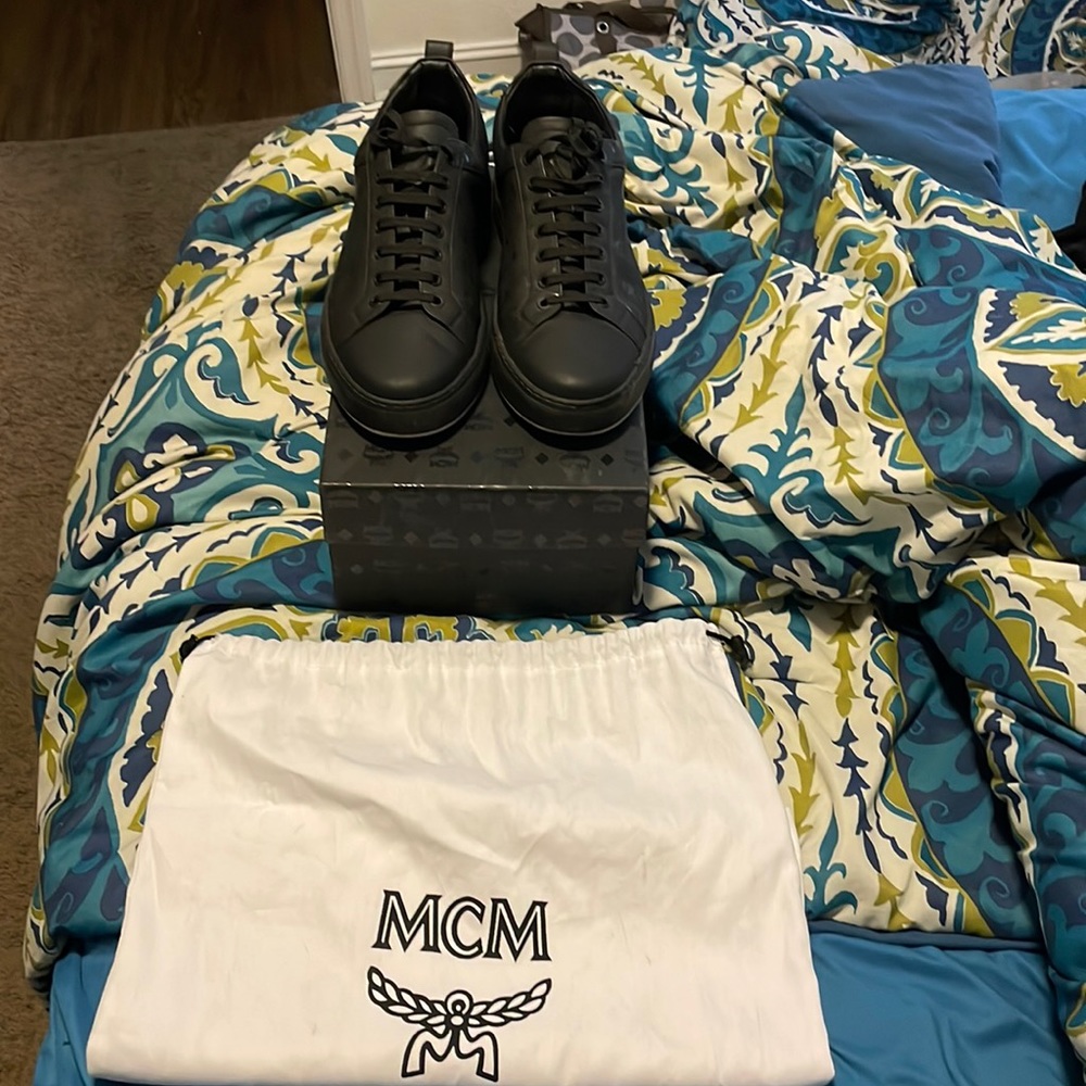 Mens MCM Black leather sneakers size 11